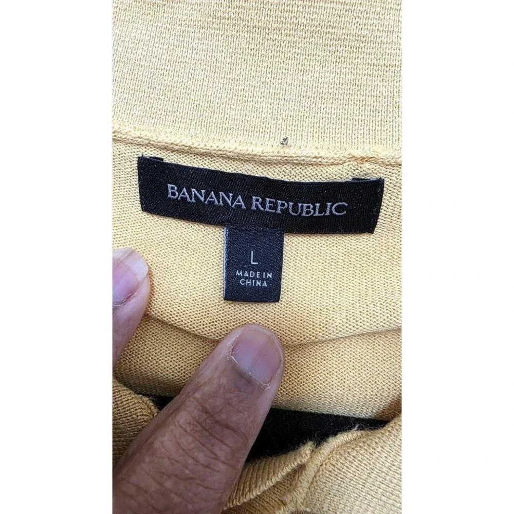Banana Republic‎ Men's L Yellow Short-Sleeve Beach Vacation Polo Shirt Side Slit